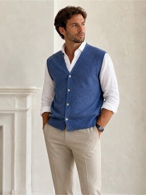 Northern Isles Men’s Blue Button Front Sweater Vest Size L NWT